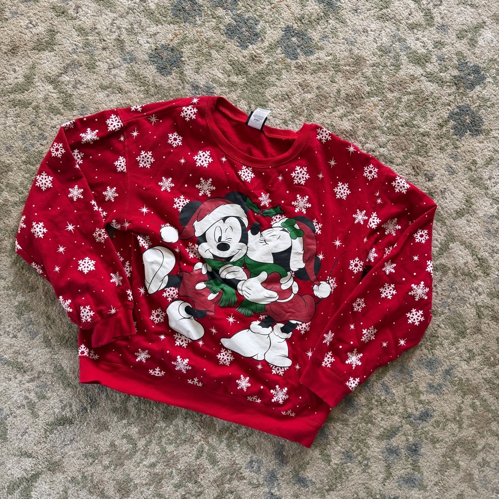 Disney Red Snowflake Mickey Mouse Top